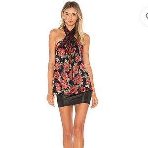 Amanda Uprichard Beckett Floral Halter Silk Top